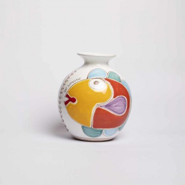 de simone Round Cachepot Folk Fish VS507FK-PE/GR de simone Round Cachepot Folk Fish VS507FK-PE/GR